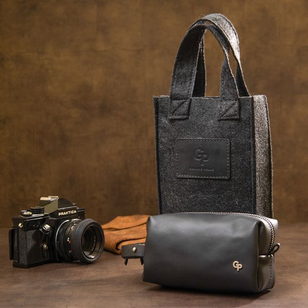 Leather cosmetic bag for men GRANDE PELLE 11507 Black 11507 фото