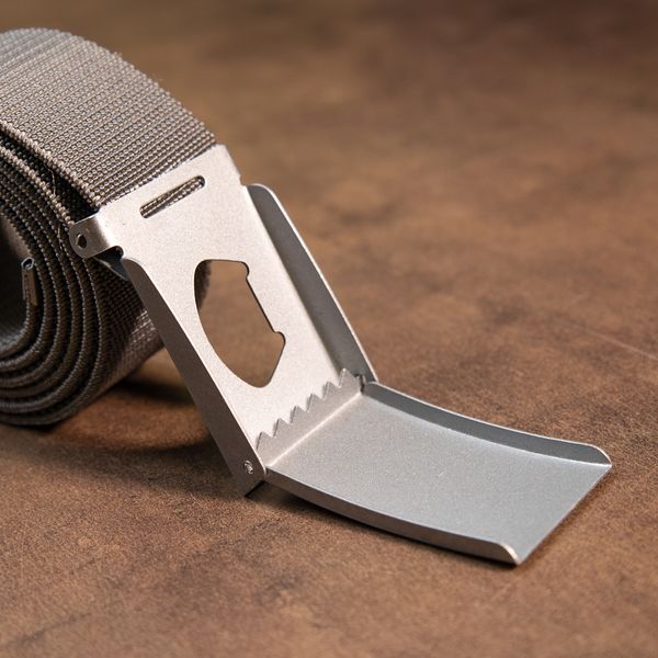 Textile belt with black buckle Vintage 20534 Gray 20534 фото