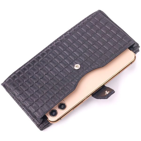 Quilted vertical men's wallet made of genuine leather KARYA 21425 Black 21425 фото