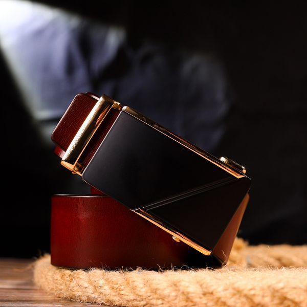 Reversible belt for men made of genuine leather Vintage 21479 Brown 21479 фото