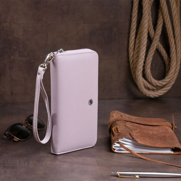 Вместительный клатч кожаный женский на молнии ST Leather 19278 Лиловый 19278 фото