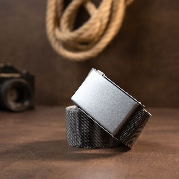 Textile belt with black buckle Vintage 20534 Gray 20534 фото