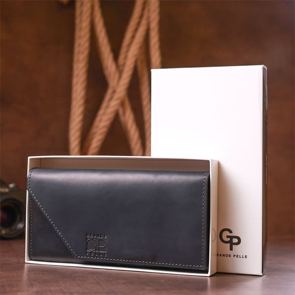 Unisex leather clutch with magnet GRANDE PELLE 11214 Black 11214 фото
