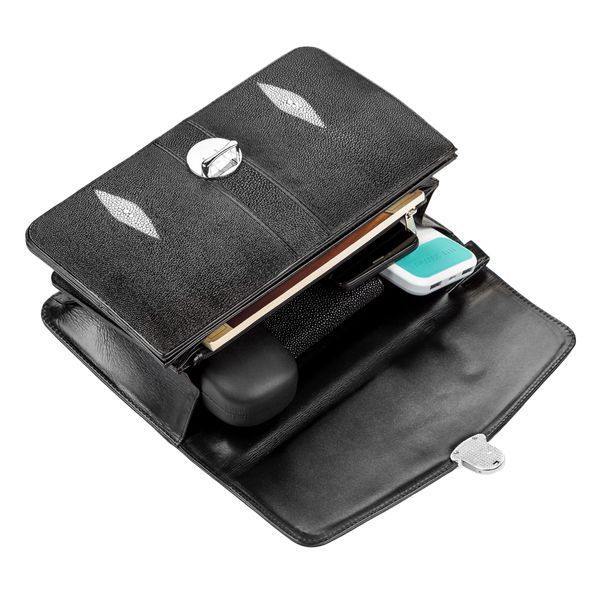 Men's purse STINGRAY LEATHER 18121 made of genuine stingray leather Black 18121 фото