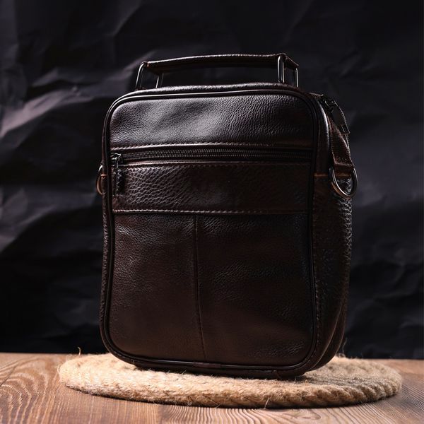 Practical men's leather bag 21272 Vintage Brown 21272 фото