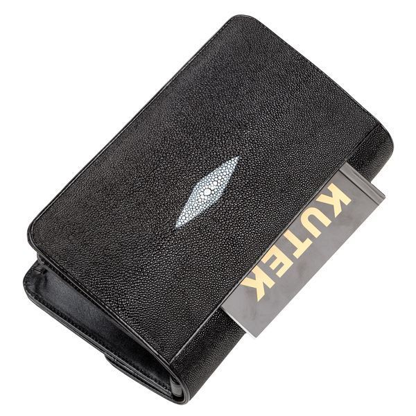 Men's purse STINGRAY LEATHER 18121 made of genuine stingray leather Black 18121 фото