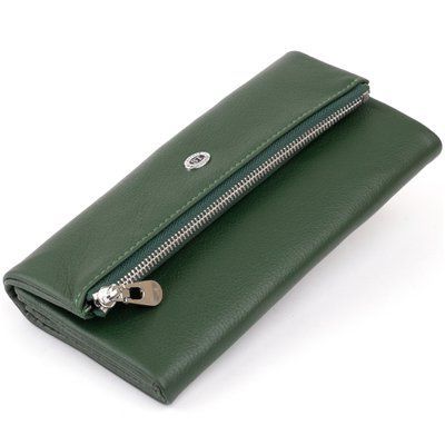 Клатч конверт з кишенею для мобільного шкіряний жіночий ST Leather 19270 Зелений 19270 фото