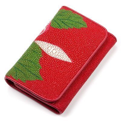 Гаманець жіночий STINGRAY LEATHER 18077 з натуральної шкіри морського скату Червоний 18077 фото