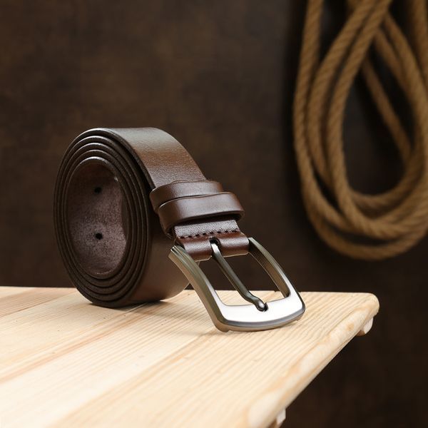 Smooth men's belt Vintage 20748 Brown 20748 фото