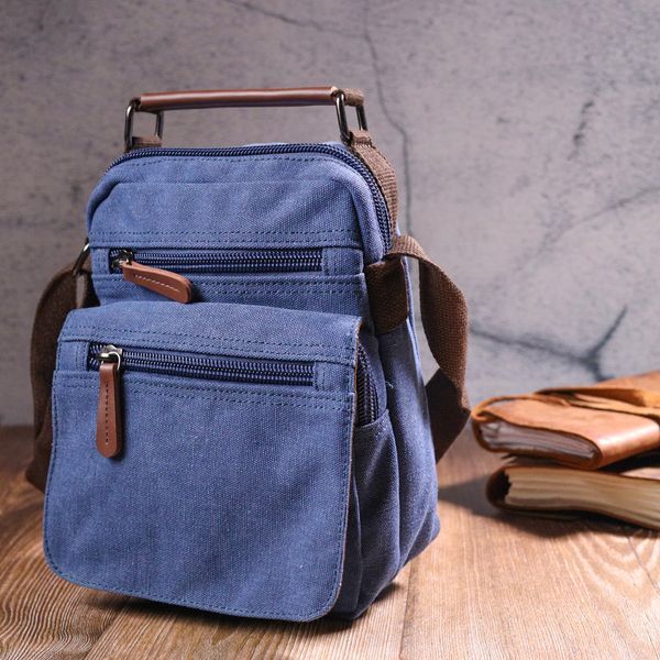 Excellent men's bag made of thick textile 21228 Vintage Blue 21228 фото