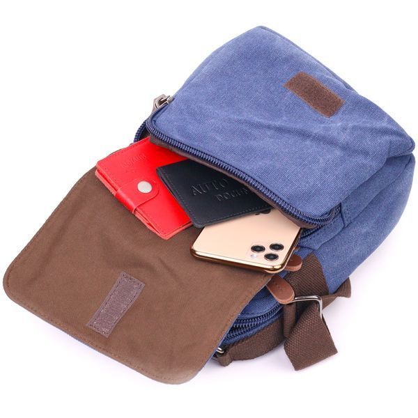 Excellent men's bag made of thick textile 21228 Vintage Blue 21228 фото