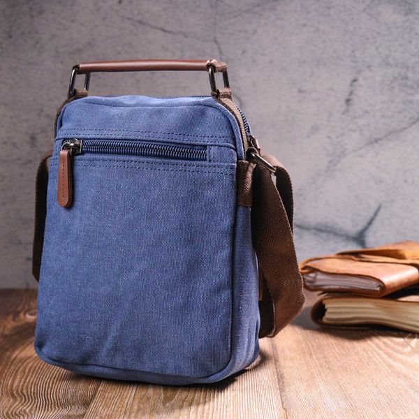 Excellent men's bag made of thick textile 21228 Vintage Blue 21228 фото