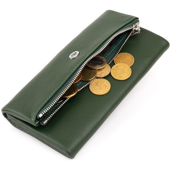Клатч конверт з кишенею для мобільного шкіряний жіночий ST Leather 19270 Зелений 19270 фото