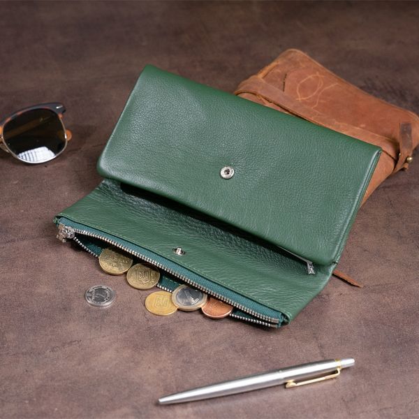 Клатч конверт з кишенею для мобільного шкіряний жіночий ST Leather 19270 Зелений 19270 фото