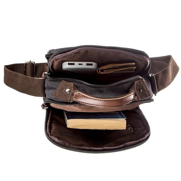 Universal textile men's bag with two compartments Vintage 20199 Black 20199 фото
