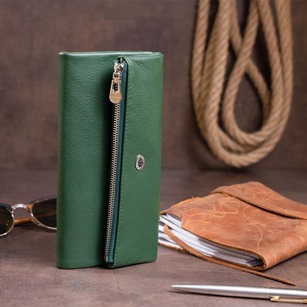 Клатч конверт з кишенею для мобільного шкіряний жіночий ST Leather 19270 Зелений 19270 фото
