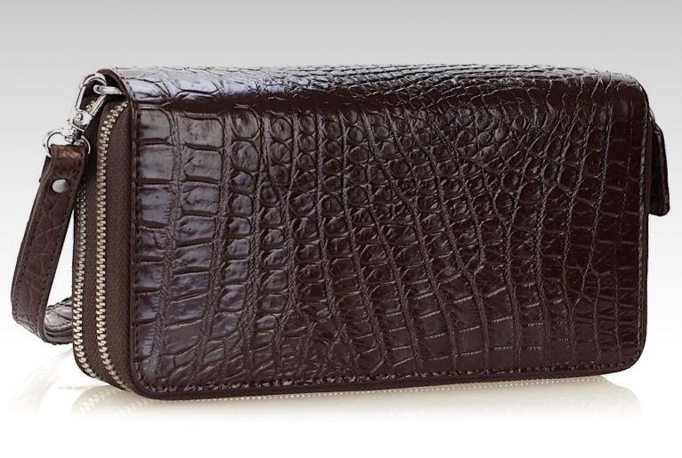 Clutch wallet CROCODILE LEATHER 18260 made of genuine crocodile leather Brown 18260 фото