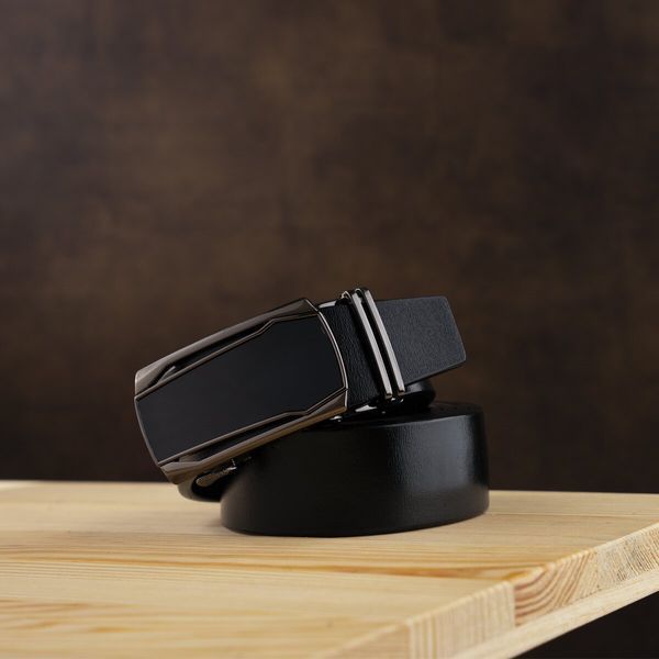Men's belt with frame made of darkened metal Vintage 20277 Black 20277 фото