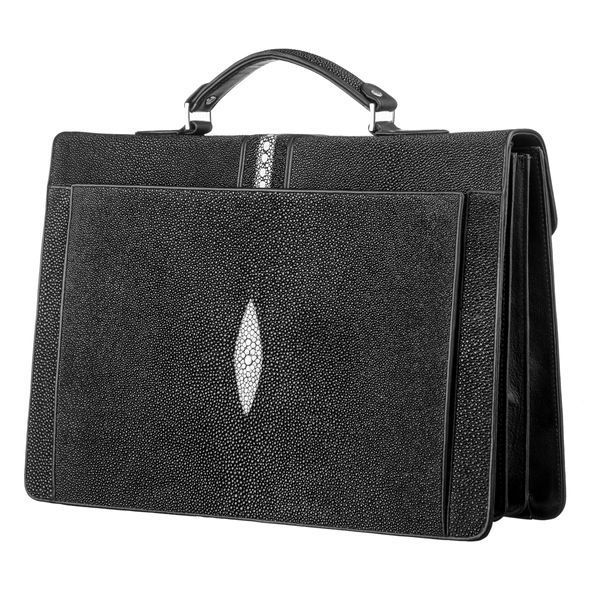 Briefcase STINGRAY LEATHER 18114 made of genuine stingray leather Black 18114 фото