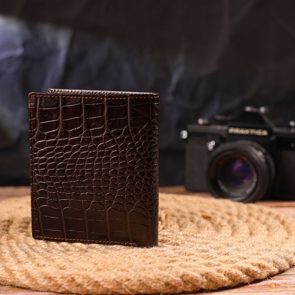 Compact men's wallet made of genuine textured leather CANPELLINI 21496 Brown 21496 фото