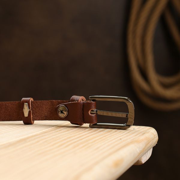 Smooth leather belt for women Vintage 20750 Brown 20750 фото