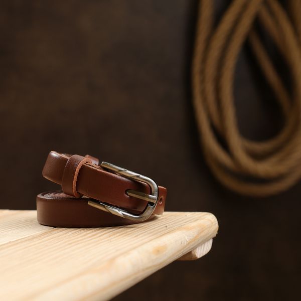 Smooth leather belt for women Vintage 20750 Brown 20750 фото