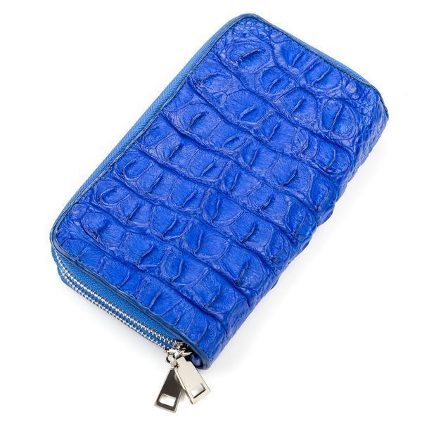 Клатч женский CROCODILE LEATHER 18161 из натуральной кожи крокодила Синий 18161 фото
