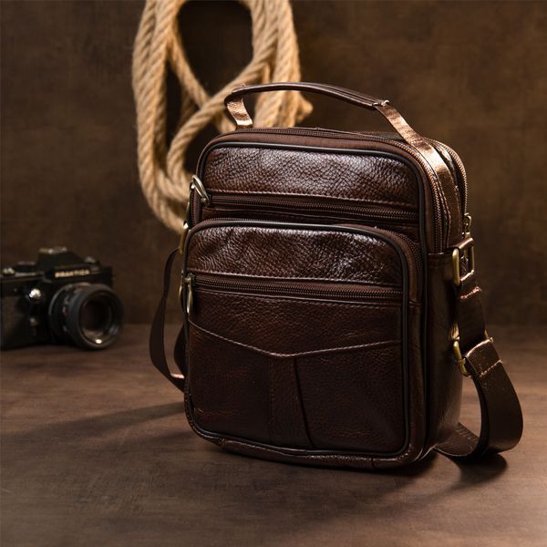 Men's compact messenger with 2 compartments Vintage 20455 Brown 20455 фото