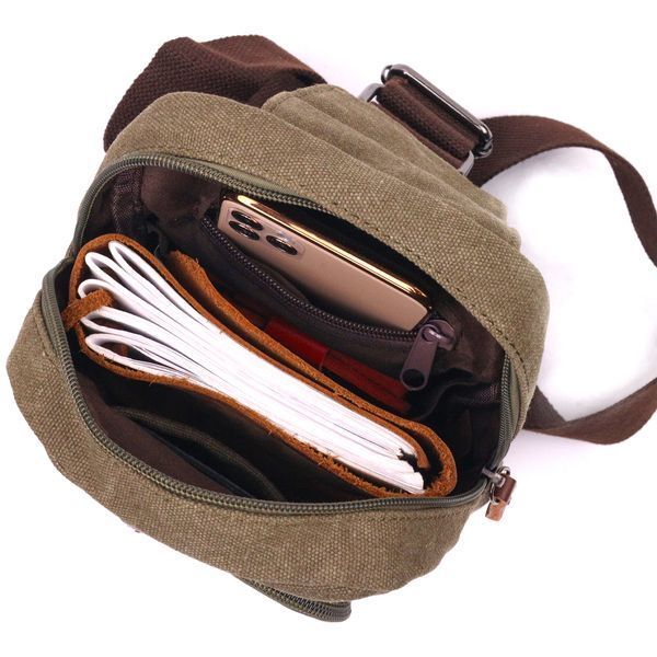Men's shoulder bag made of thick textile 21231 Vintage Olive 21231 фото