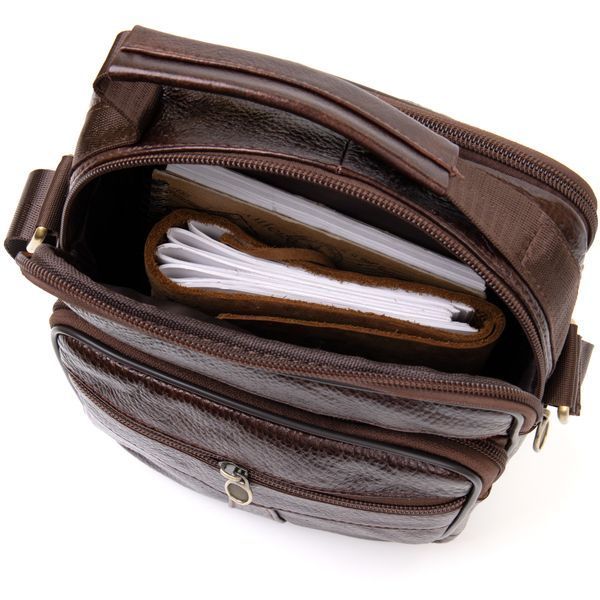 Men's compact messenger with 2 compartments Vintage 20455 Brown 20455 фото
