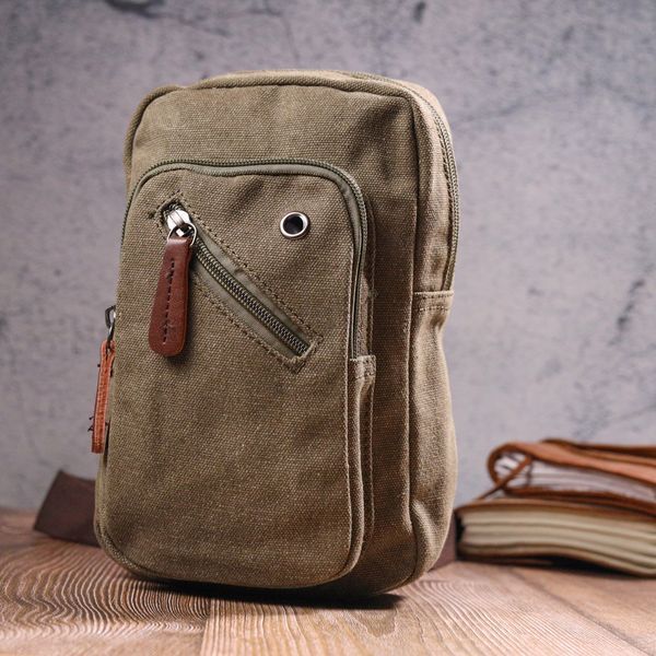 Men's shoulder bag made of thick textile 21231 Vintage Olive 21231 фото