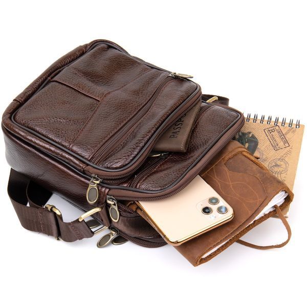 Men's compact messenger with 2 compartments Vintage 20455 Brown 20455 фото