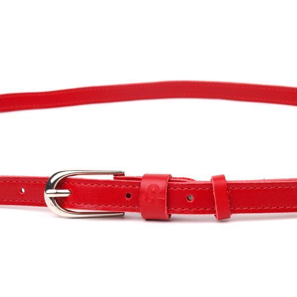 Narrow women's belt made of genuine leather Grande Pelle 21440 Red 21440 фото
