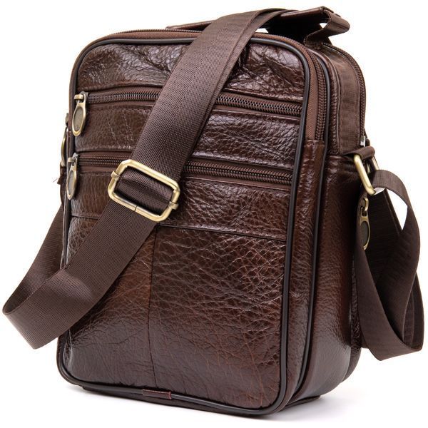 Men's compact messenger with 2 compartments Vintage 20455 Brown 20455 фото