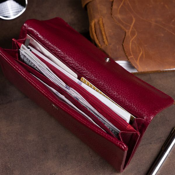 Клатч конверт с карманом для мобильного кожаный женский ST Leather 19273 Бордовый 19273 фото