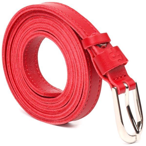 Narrow women's belt made of genuine leather Grande Pelle 21440 Red 21440 фото