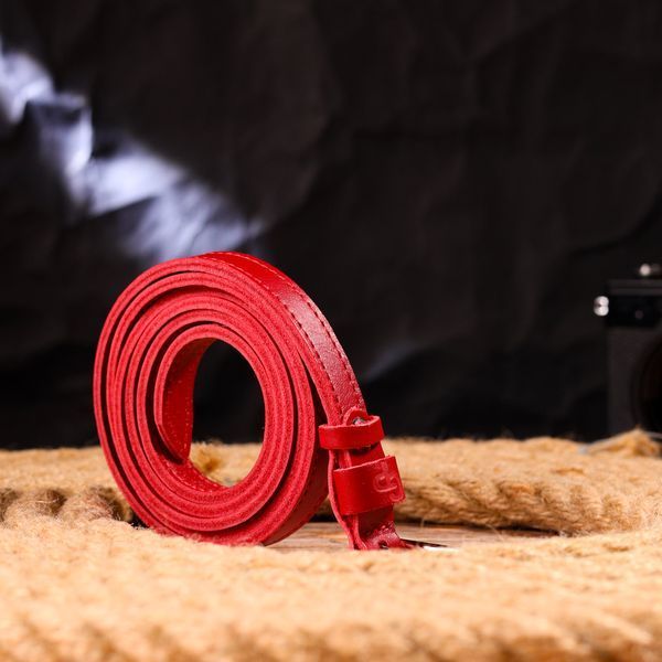 Narrow women's belt made of genuine leather Grande Pelle 21440 Red 21440 фото