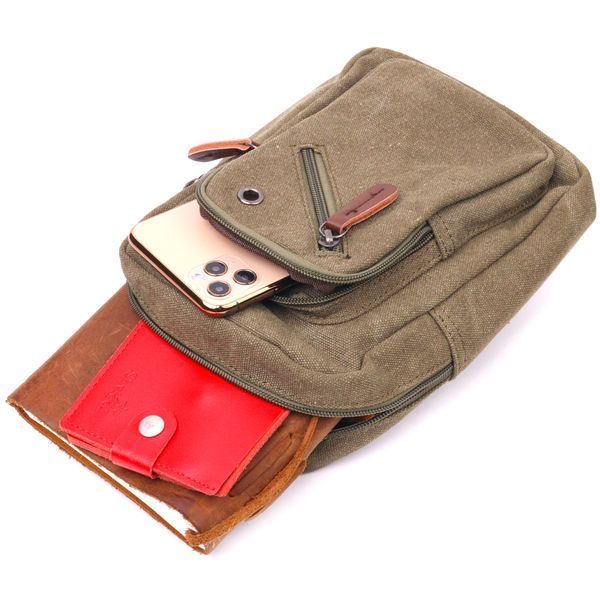 Men's shoulder bag made of thick textile 21231 Vintage Olive 21231 фото