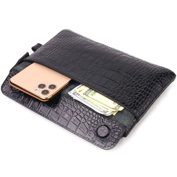 Practical clutch for men made of genuine textured leather CANPELLINI 21549 Black 21549 фото