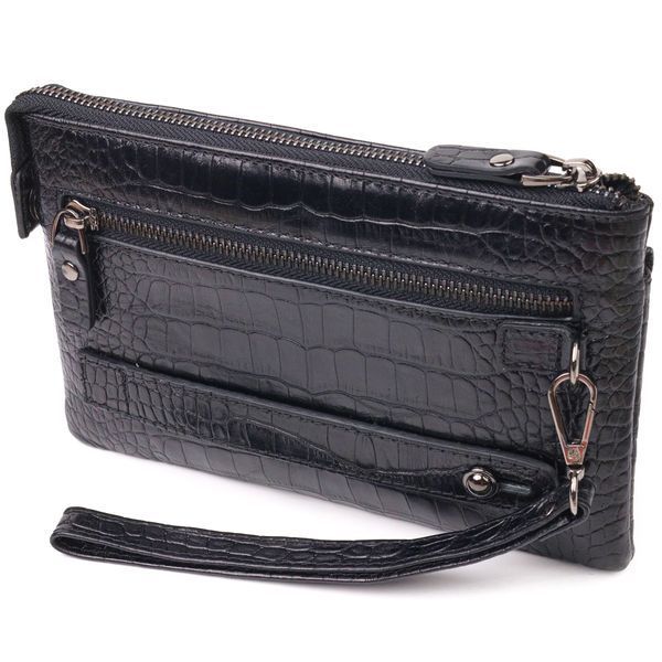 Practical clutch for men made of genuine textured leather CANPELLINI 21549 Black 21549 фото