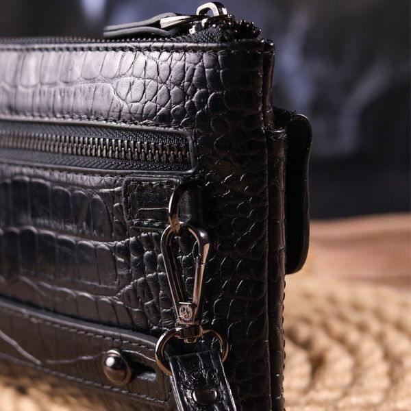 Practical clutch for men made of genuine textured leather CANPELLINI 21549 Black 21549 фото