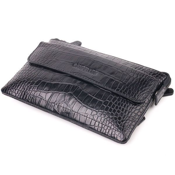 Practical clutch for men made of genuine textured leather CANPELLINI 21549 Black 21549 фото