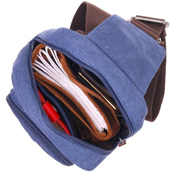Compact crossbody bag made of thick textile 21232 Vintage Blue 21232 фото