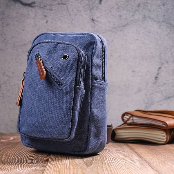 Compact crossbody bag made of thick textile 21232 Vintage Blue 21232 фото