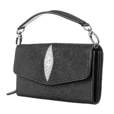 Клатч жіночий STINGRAY LEATHER 18272 з натуральної шкіри морського скату Чорний 18272 фото
