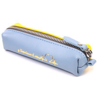 Spacious leather key holder combi two colors Heart GRANDE PELLE 16716 Yellow-blue 16716 фото