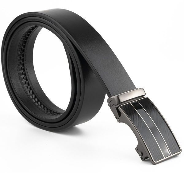 Men's belt with automatic buckle and stripes Vintage 20330 Black 20330 фото