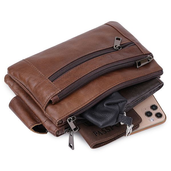 Unisex Leather Belt Bag Vintage 20457 Brown 20457 фото