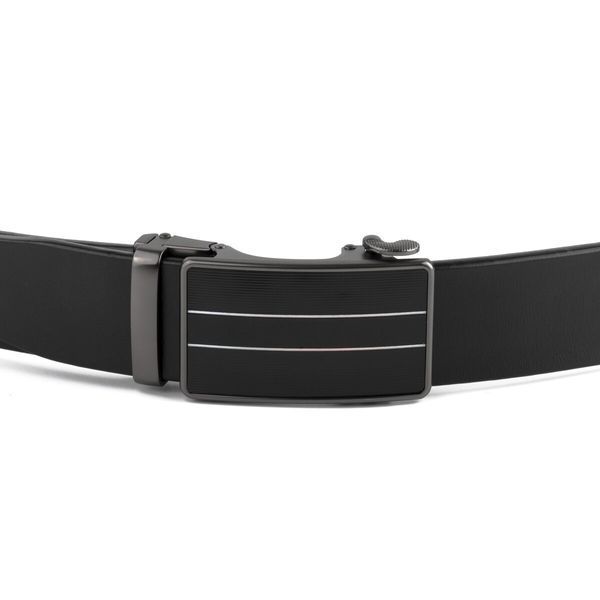 Men's belt with automatic buckle and stripes Vintage 20330 Black 20330 фото