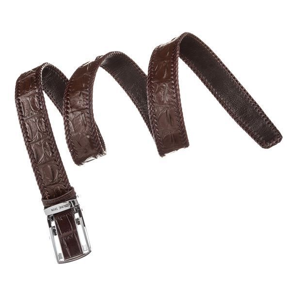 Men's automatic belt CROCODILE LEATHER 18036 made of genuine crocodile leather Brown 18036 фото